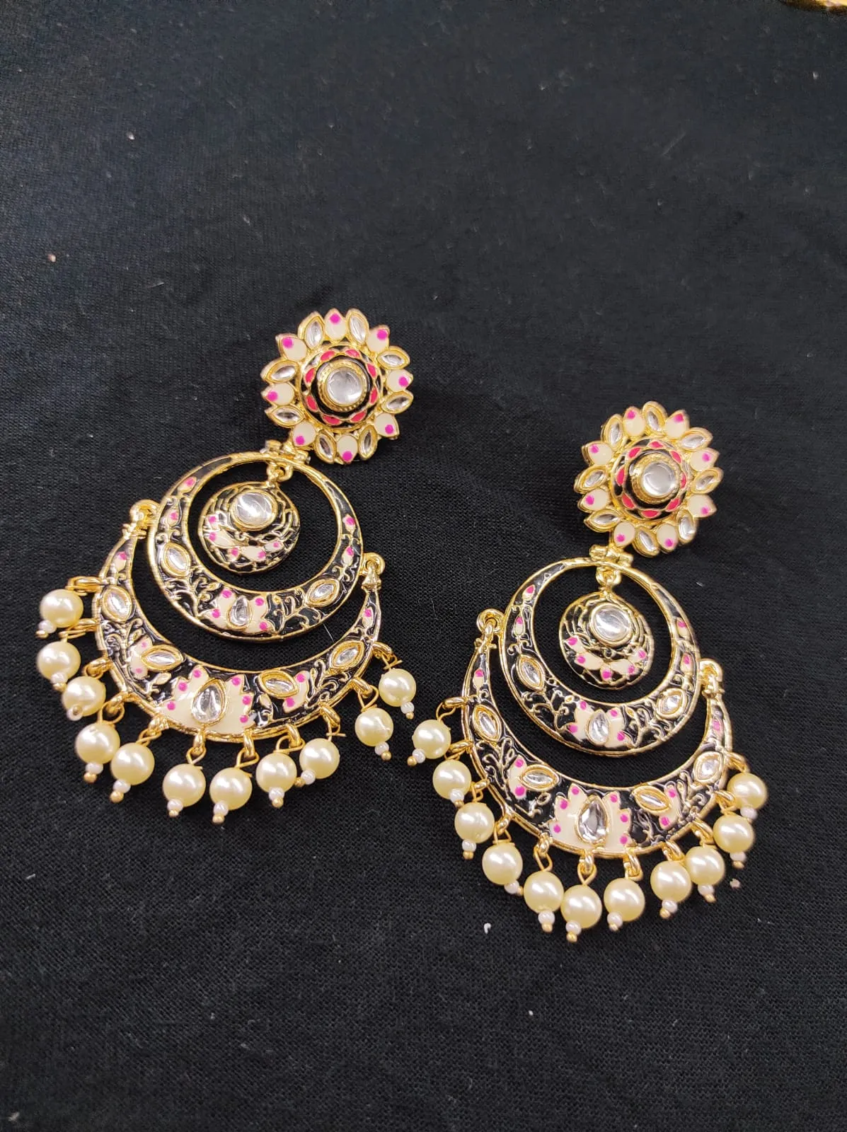 ZEVAR I Kundan Studded & Pearl Beaded Earrings